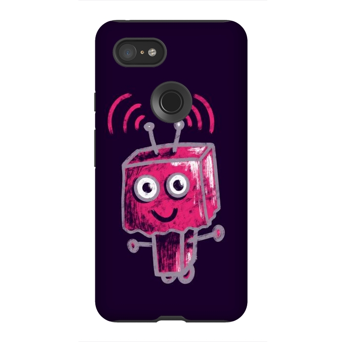 Pixel 3XL StrongFit Cute Pink Robot With Paper Bag Head Kids by Boriana Giormova