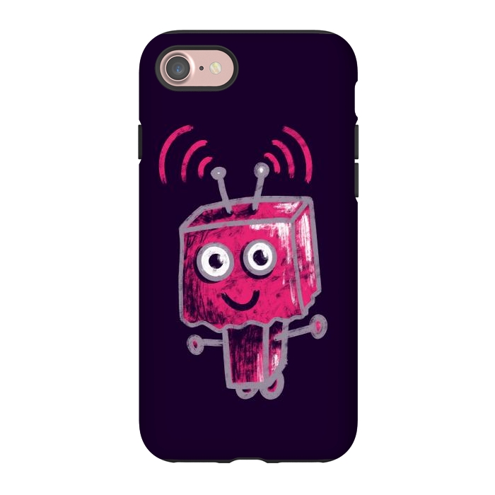 iPhone 7 StrongFit Cute Pink Robot With Paper Bag Head Kids by Boriana Giormova
