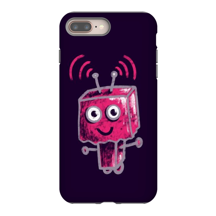 iPhone 7 plus StrongFit Cute Pink Robot With Paper Bag Head Kids by Boriana Giormova