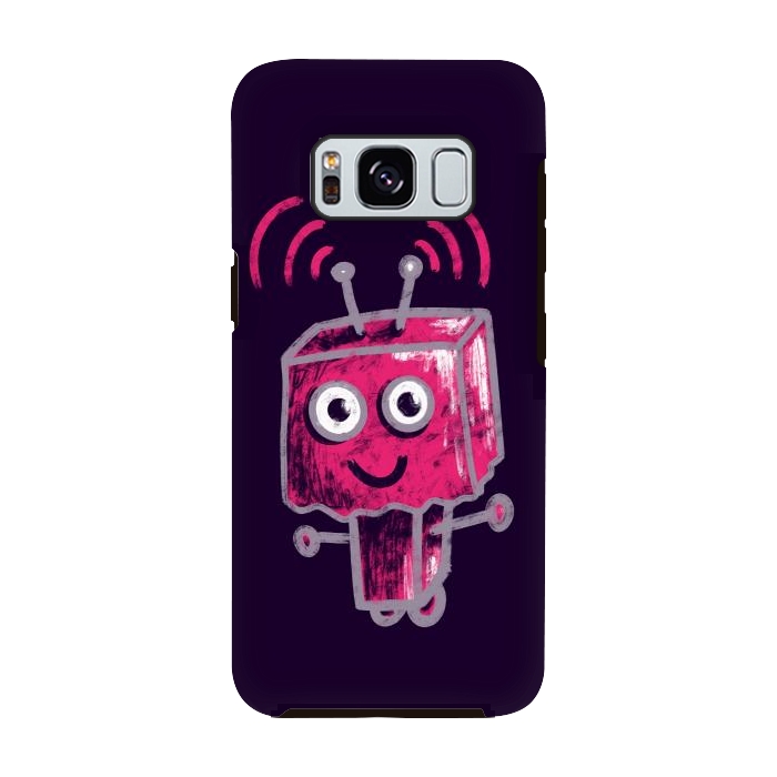 Galaxy S8 StrongFit Cute Pink Robot With Paper Bag Head Kids by Boriana Giormova
