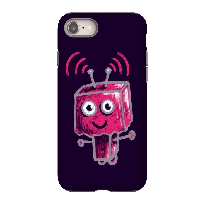 iPhone 8 StrongFit Cute Pink Robot With Paper Bag Head Kids by Boriana Giormova