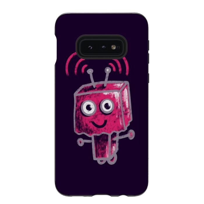 Galaxy S10e StrongFit Cute Pink Robot With Paper Bag Head Kids by Boriana Giormova