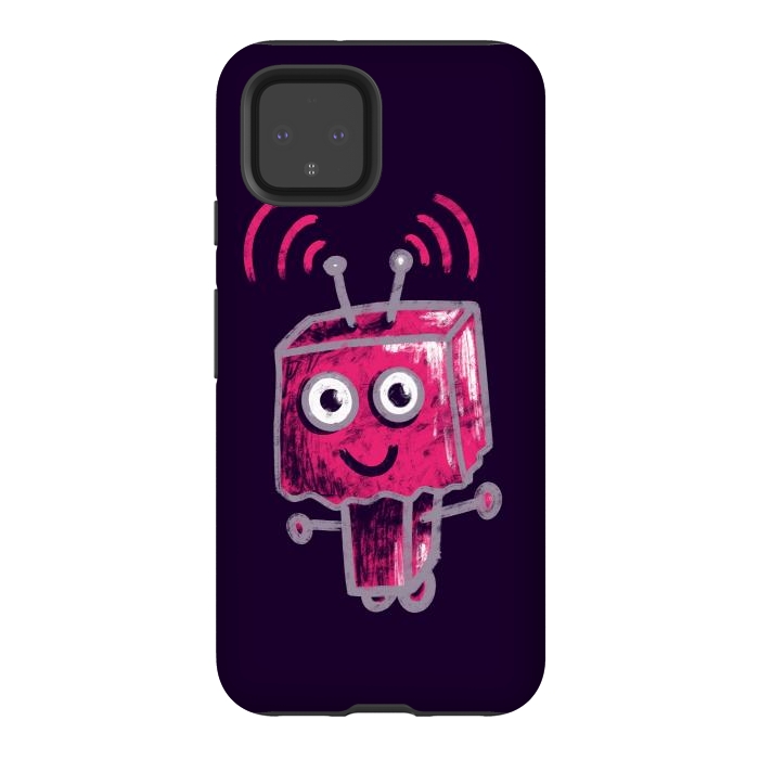 Pixel 4 StrongFit Cute Pink Robot With Paper Bag Head Kids by Boriana Giormova
