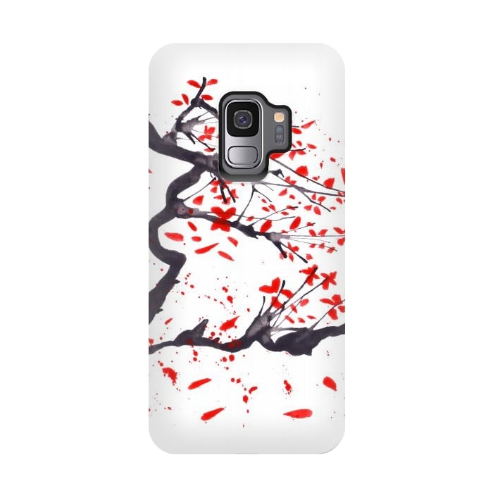 Galaxy S9 StrongFit Cherry tree flowers watercolor by ArtKingdom7