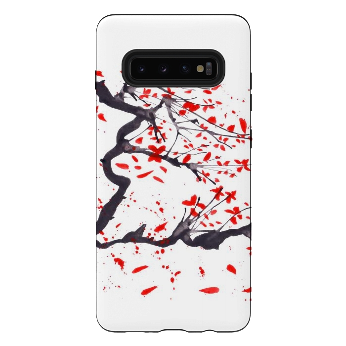 Galaxy S10 plus StrongFit Cherry tree flowers watercolor by ArtKingdom7