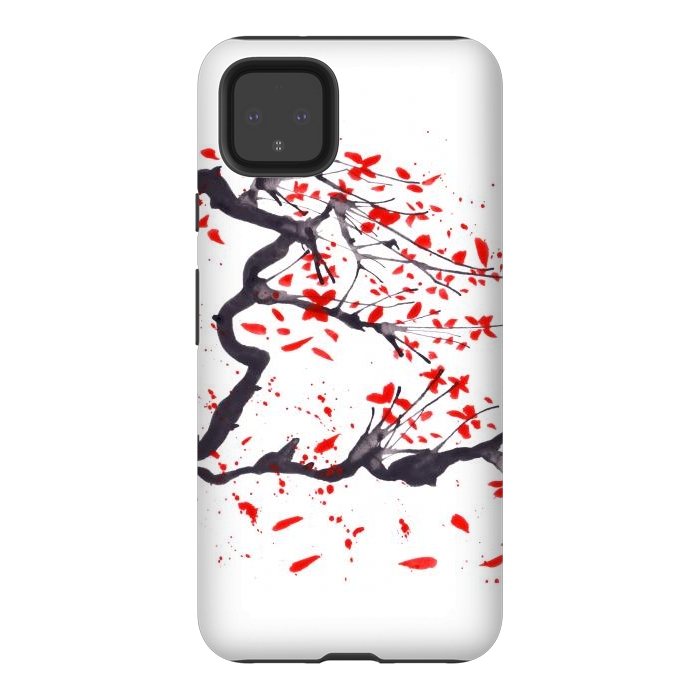 Pixel 4XL StrongFit Cherry tree flowers watercolor by ArtKingdom7