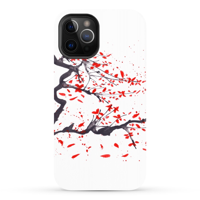 iPhone 12 Pro Max StrongFit Cherry tree flowers watercolor by ArtKingdom7