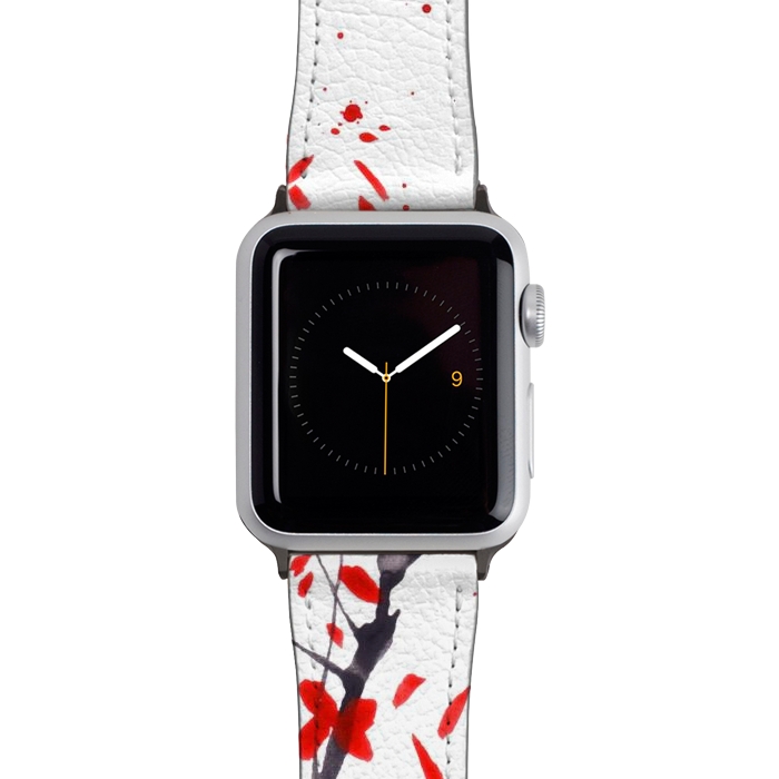 Watch 38mm / 40mm Strap PU leather Cherry tree flowers watercolor by ArtKingdom7