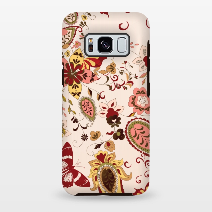 Galaxy S8 plus StrongFit maroon baatik print by MALLIKA