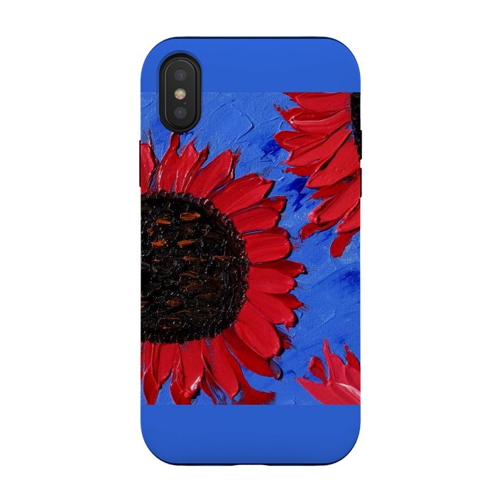 iPhone Xs / X StrongFit Red sunflowers art by ArtKingdom7