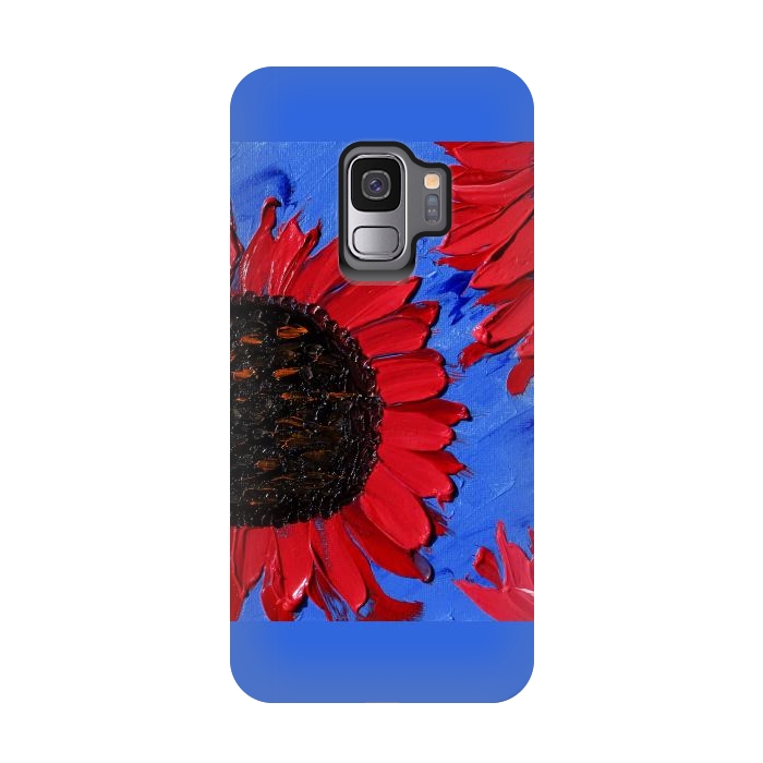 Galaxy S9 StrongFit Red sunflowers art by ArtKingdom7