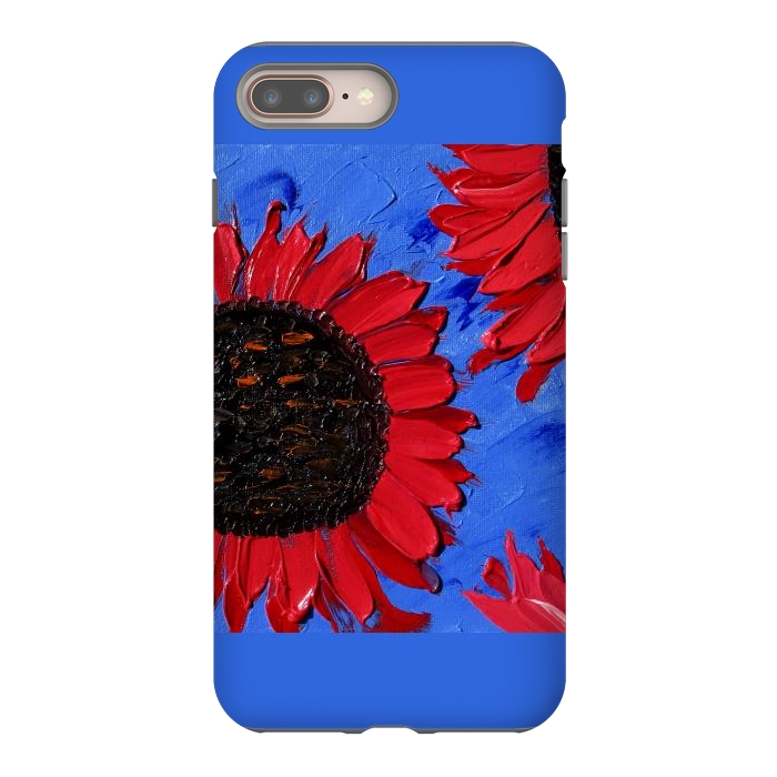 iPhone 8 plus StrongFit Red sunflowers art by ArtKingdom7