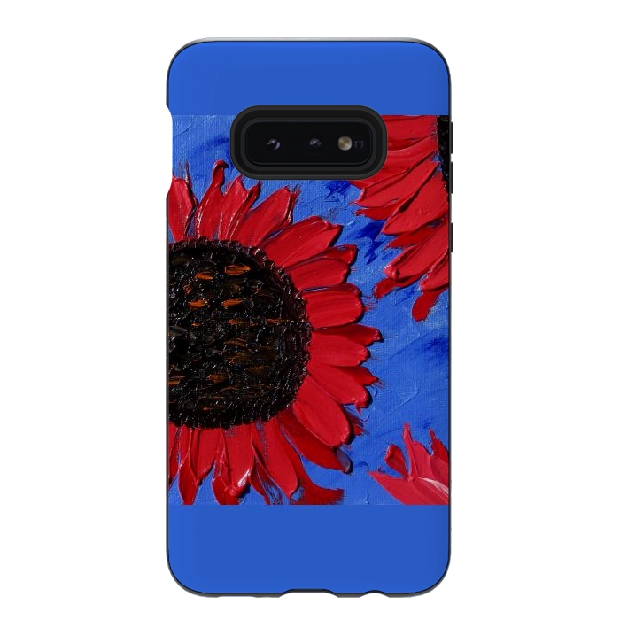 Galaxy S10e StrongFit Red sunflowers art by ArtKingdom7