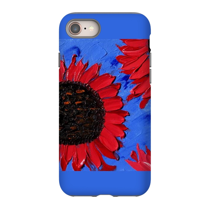 iPhone SE StrongFit Red sunflowers art by ArtKingdom7