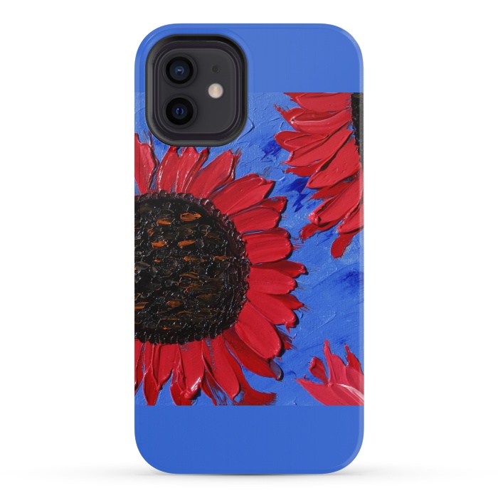 iPhone 12 mini StrongFit Red sunflowers art by ArtKingdom7