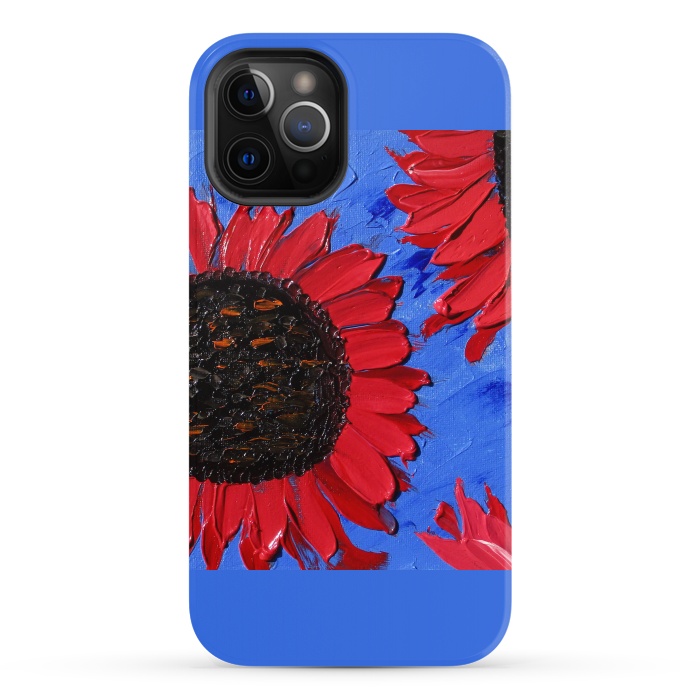 iPhone 12 Pro StrongFit Red sunflowers art by ArtKingdom7