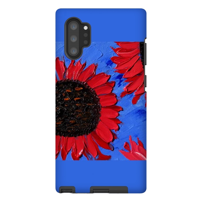 Galaxy Note 10 plus StrongFit Red sunflowers art by ArtKingdom7