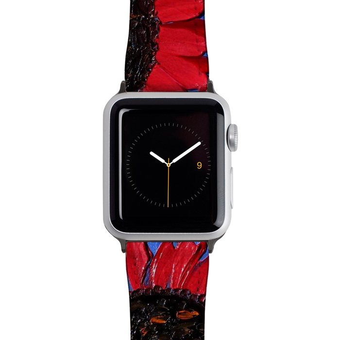 Watch 38mm / 40mm Strap PU leather Red sunflowers art by ArtKingdom7