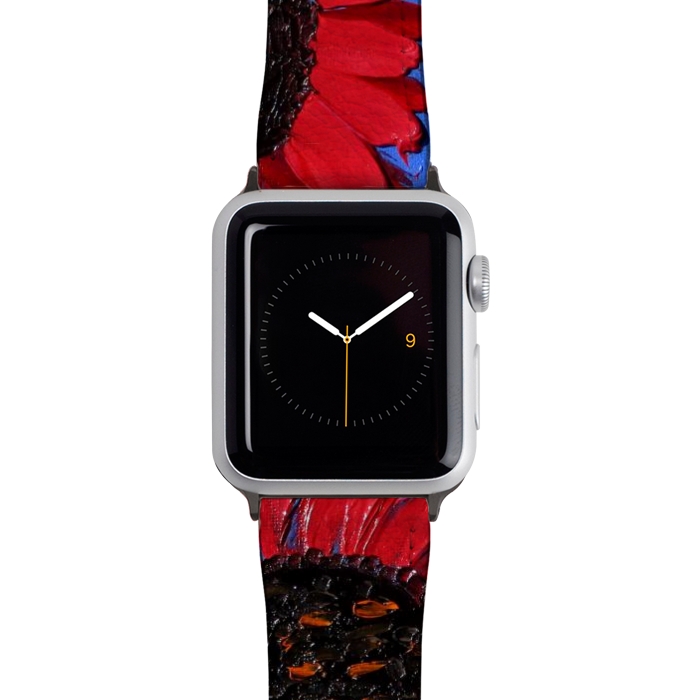 Watch 42mm / 44mm Strap PU leather Red sunflowers art by ArtKingdom7