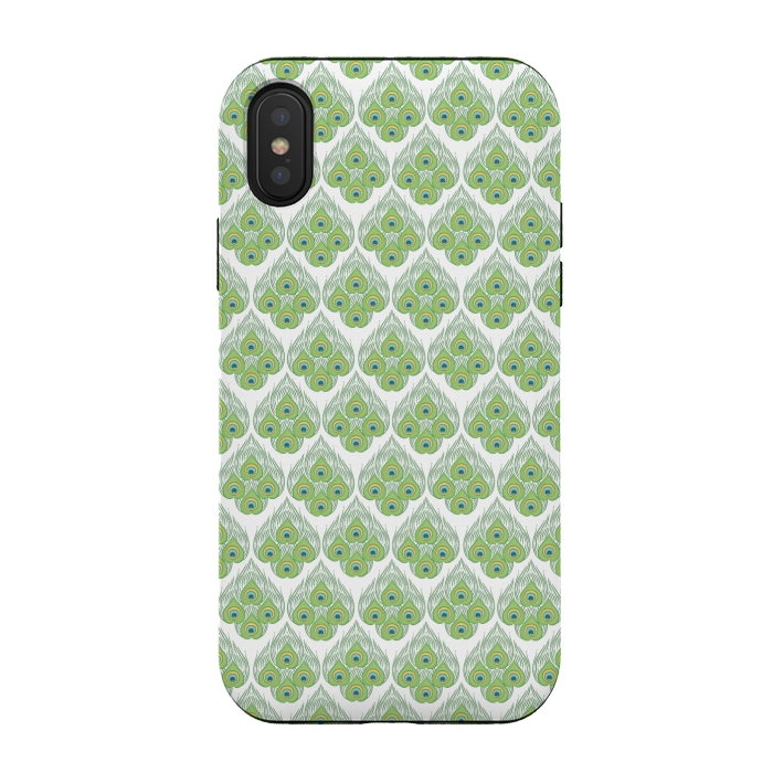 iPhone Xs / X StrongFit green peacock love  by MALLIKA