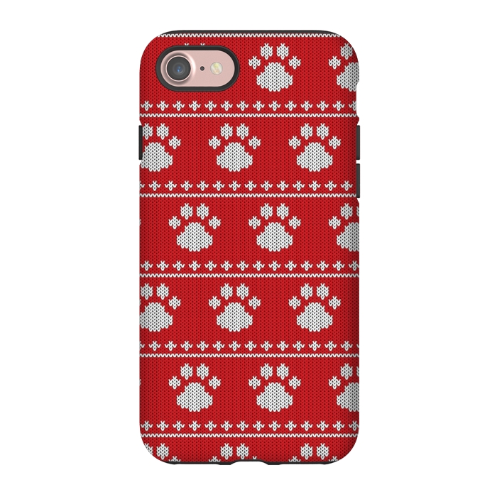 iPhone 7 StrongFit red paws pattern by MALLIKA