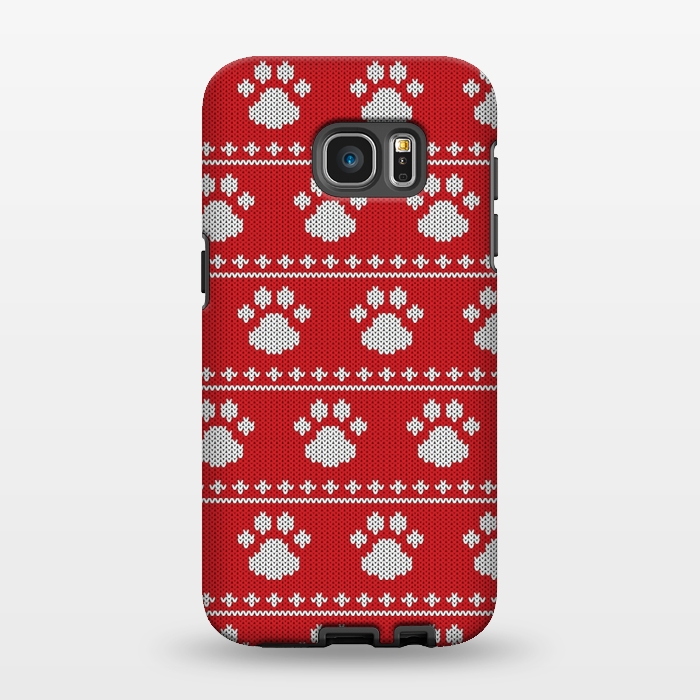 Galaxy S7 EDGE StrongFit red paws pattern by MALLIKA