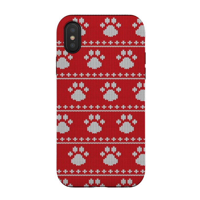 iPhone Xs / X StrongFit red paws pattern by MALLIKA
