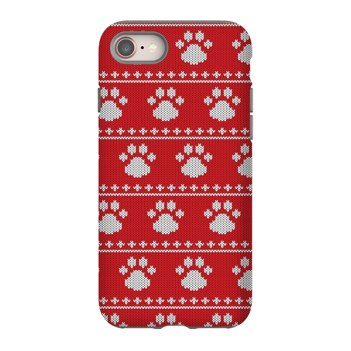 iPhone 8 StrongFit red paws pattern by MALLIKA