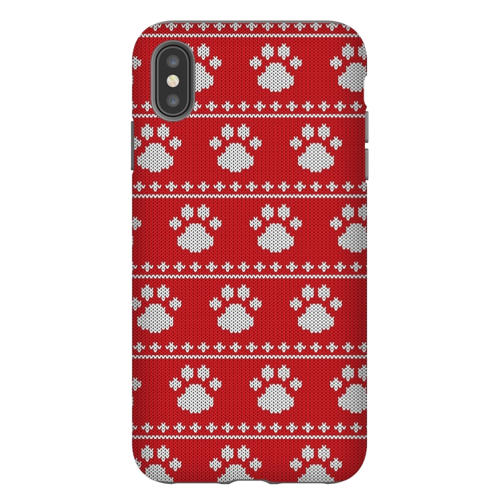 iPhone Xs Max StrongFit red paws pattern by MALLIKA