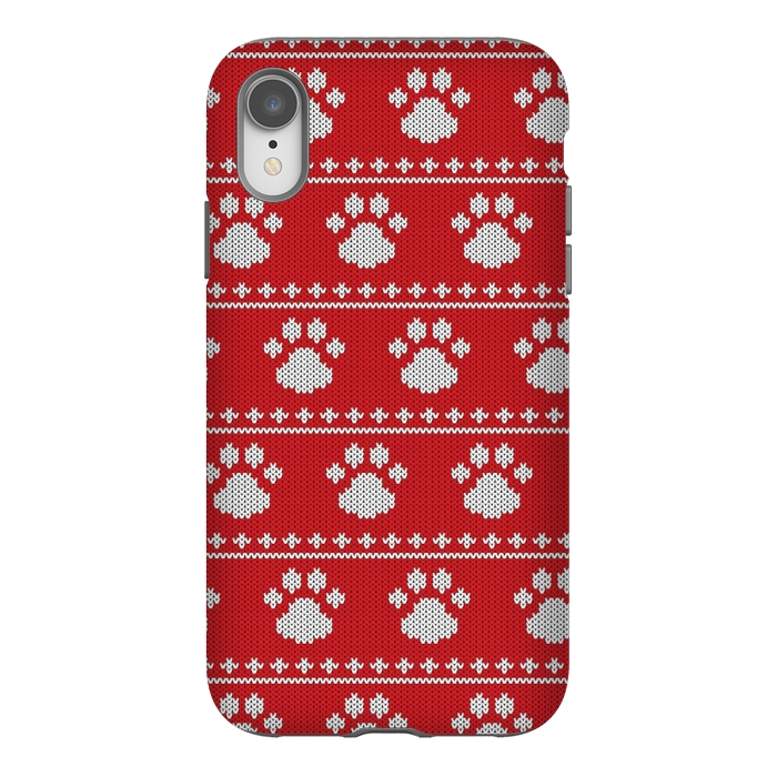 iPhone Xr StrongFit red paws pattern by MALLIKA