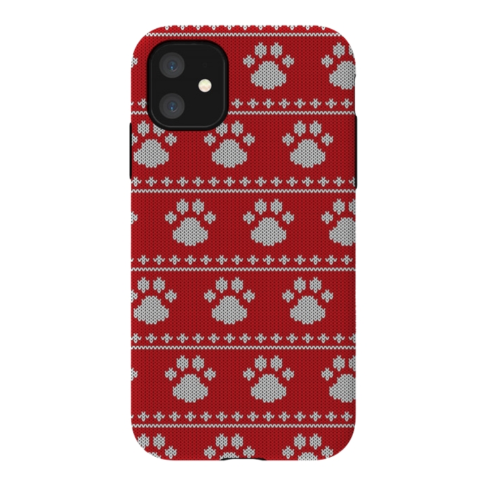 iPhone 11 StrongFit red paws pattern by MALLIKA