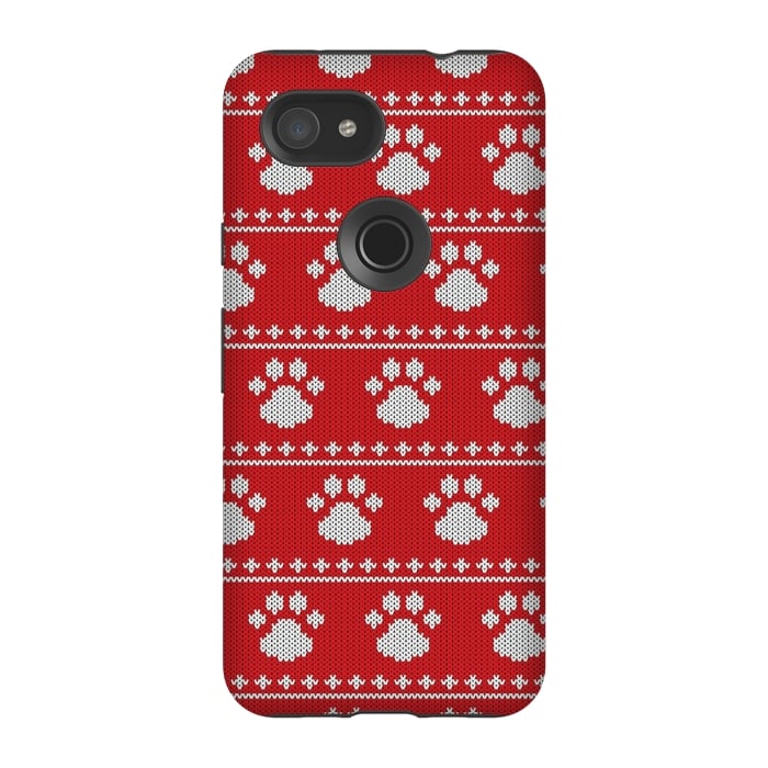 Pixel 3A StrongFit red paws pattern by MALLIKA