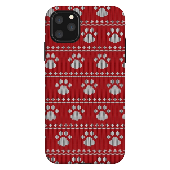 iPhone 11 Pro Max StrongFit red paws pattern by MALLIKA