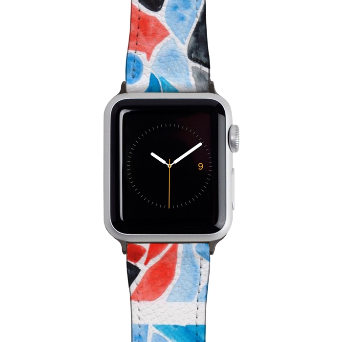 Watch 42mm / 44mm Strap PU leather Watercolor mosaic  by ArtKingdom7