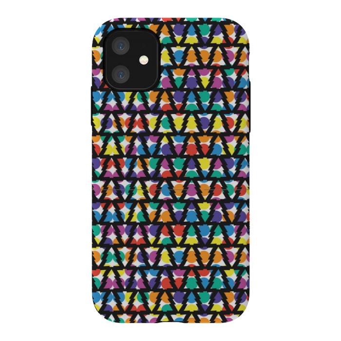 iPhone 11 StrongFit multi color christmas tree pattern by MALLIKA