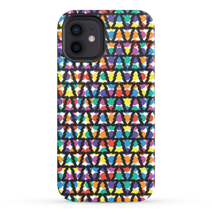 iPhone 12 StrongFit multi color christmas tree pattern by MALLIKA