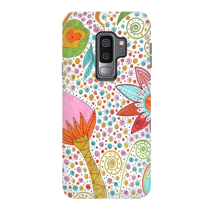 Galaxy S9 plus StrongFit Floral mandala dot art by ArtKingdom7