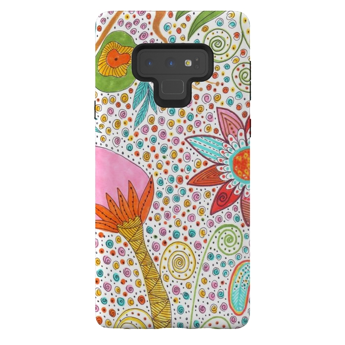 Galaxy Note 9 StrongFit Floral mandala dot art by ArtKingdom7