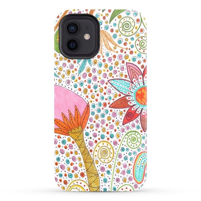 iPhone 12 StrongFit Floral mandala dot art by ArtKingdom7