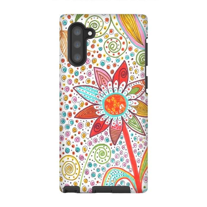 Galaxy Note 10 StrongFit Floral mandala dot art by ArtKingdom7