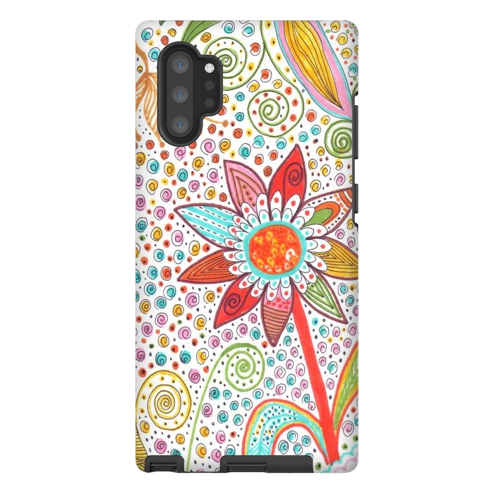 Galaxy Note 10 plus StrongFit Floral mandala dot art by ArtKingdom7