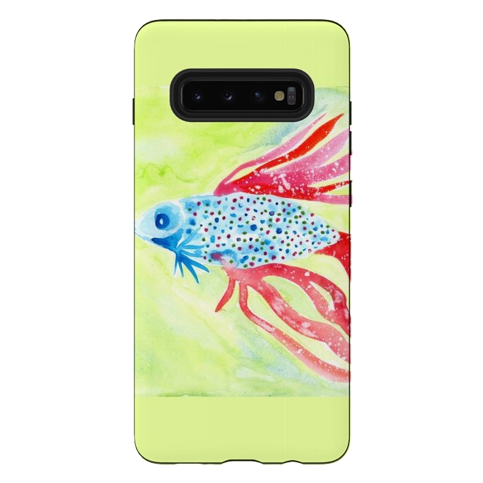 Galaxy S10 plus StrongFit Betta fish watercolor by ArtKingdom7