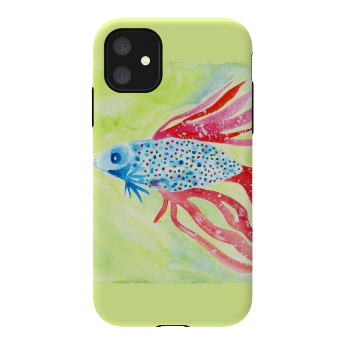 iPhone 11 StrongFit Betta fish watercolor by ArtKingdom7