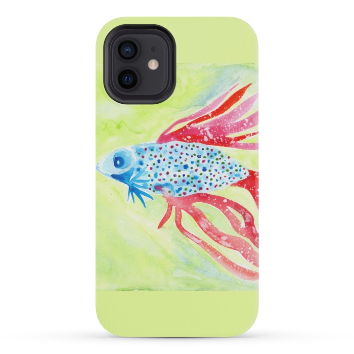 iPhone 12 mini StrongFit Betta fish watercolor by ArtKingdom7