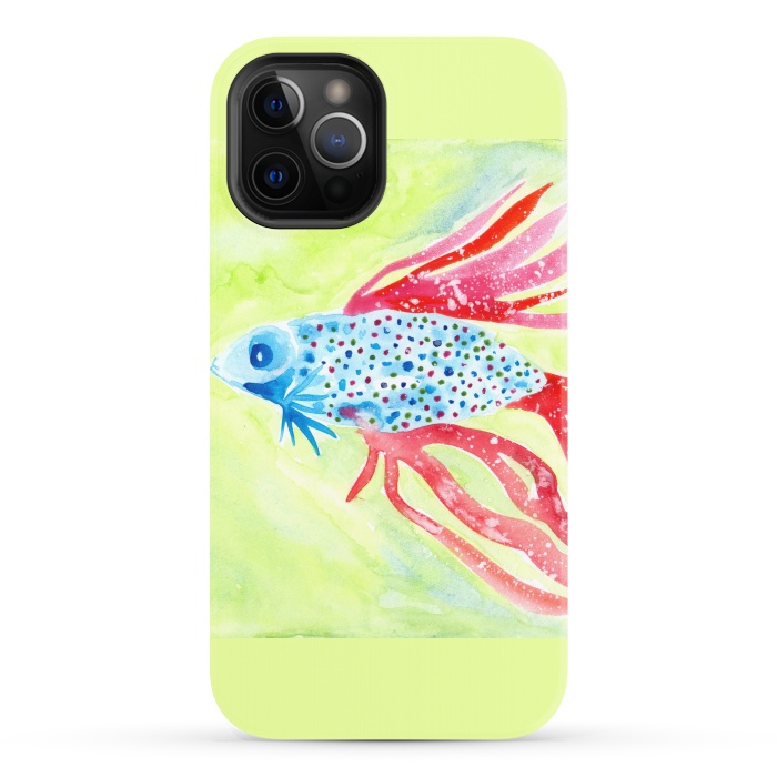 iPhone 12 Pro StrongFit Betta fish watercolor by ArtKingdom7