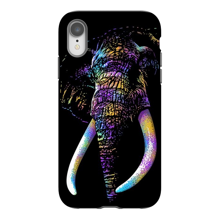 iPhone Xr StrongFit Colorful Elephant by Alberto