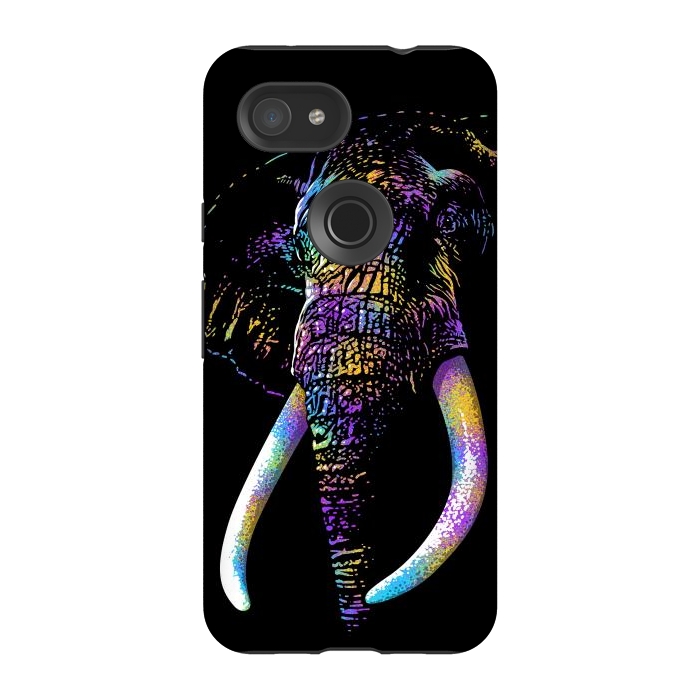 Pixel 3A StrongFit Colorful Elephant by Alberto