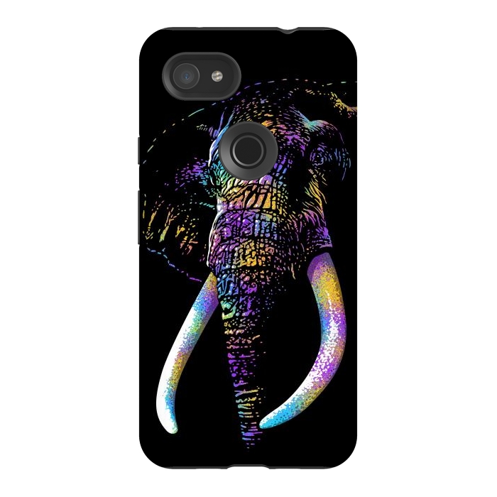 Pixel 3AXL StrongFit Colorful Elephant by Alberto