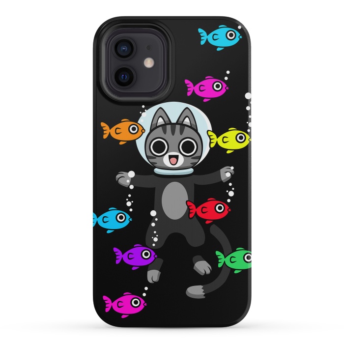 iPhone 12 mini StrongFit Aquarium Cat by Alberto