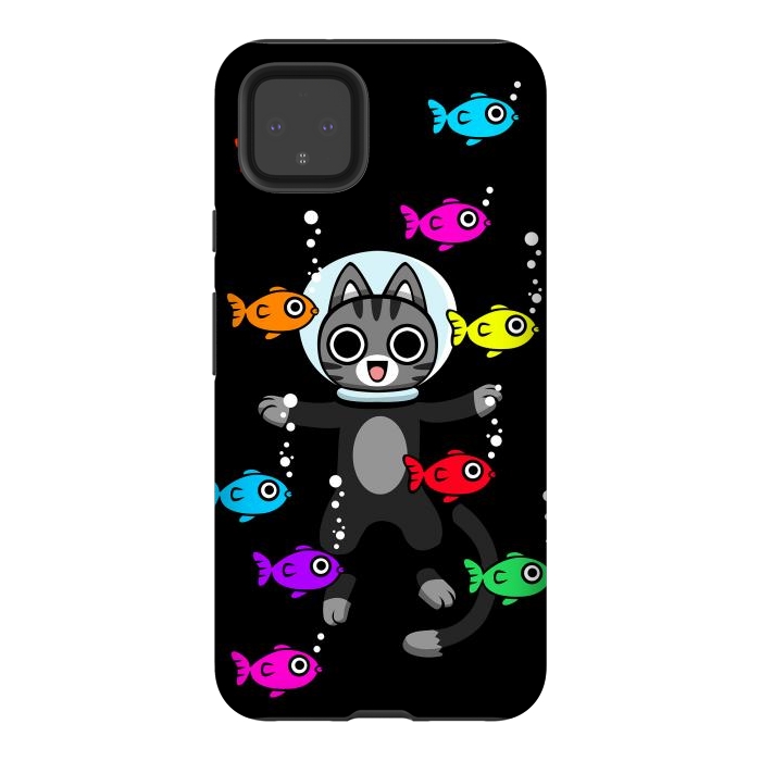 Pixel 4XL StrongFit Aquarium Cat by Alberto